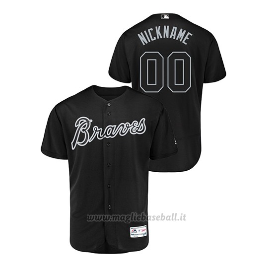 Maglia Baseball Hombre Atlanta Braves Personalizzate 2019 Players Weekend Autentico Nero